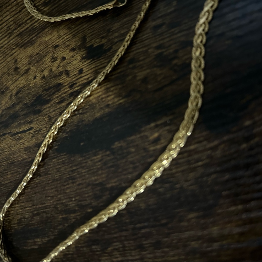 Gold braided necklace and bracelet
